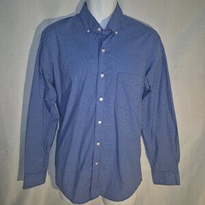 Club Room Dress shirt, dark blue and light blue mini checked design, size Medium